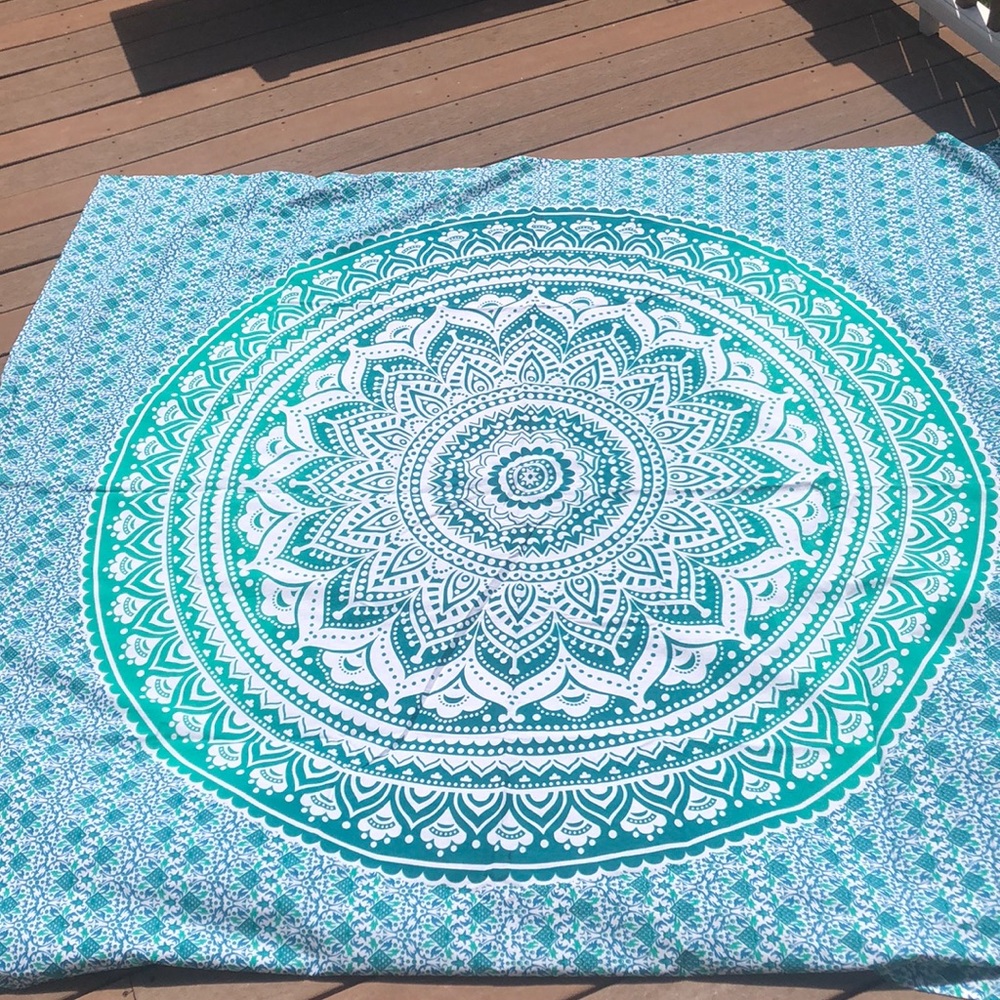 Green and blue tapestry
